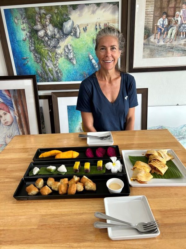 Dr. Freeze in Krabi Thailand eating a “healthy” traditional Thai breakfast while a guest in a Thai family home